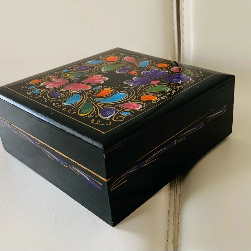 Hand painted wooden box